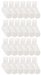 24 Pairs Yacht & Smith Kids Value Pack Of Cotton Crew Socks Size 2-4 White - Boys Crew Sock