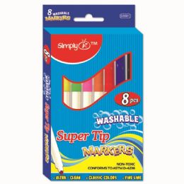 144 Wholesale Eight Piece Washable Markers Super Tip