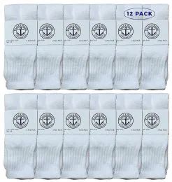 24 Pairs Yacht & Smith Kids 12 Inch Cotton Tube Socks Solid White Size 6-8 - Boys Crew Sock