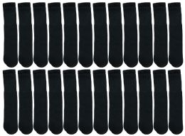 24 Pairs Yacht & Smith Men's Cotton 28" Inch Terry Cushioned Athletic Black Tube Socks Size 10-13 - Mens Tube Sock