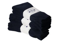 240 Wholesale Yacht & Smith Women's Cotton Sports Crew Socks Terry Cushioned, Size 9-11, Navy