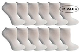 12 Wholesale Yacht & Smith Women's NO-Show Cotton Ankle Socks Size 9-11 White
