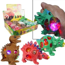 12 Wholesale 3.5" Flashing Dinosaur Gel Bead Stress Balls