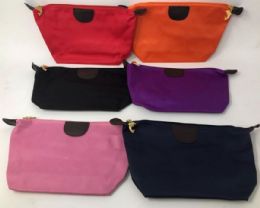 72 Wholesale Womens Assorted Colors 9 Inch Zippered Cosmetic Bag