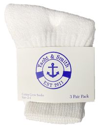 240 Pairs Yacht & Smith Kids Value Pack Of Cotton Crew Socks Size 2-4 White - Girls Crew Socks