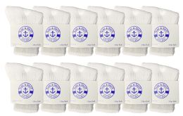 12 Units of Yacht & Smith Kids Value Pack Of Cotton Crew Socks Size 2-4 White - Boys Crew Sock