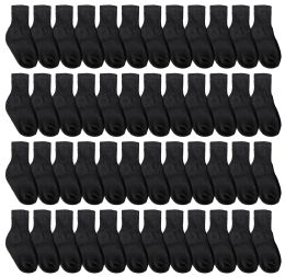 48 Pairs Yacht & Smith Kids Value Pack Of Cotton Crew Socks Size 2-4 Black - Boys Crew Sock