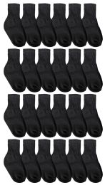 24 Pairs Yacht & Smith Kids Value Pack Of Cotton Crew Socks Size 2-4 Black - Boys Crew Sock