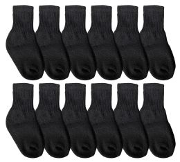 12 Pairs Yacht & Smith Kids Value Pack Of Cotton Crew Socks Size 2-4 Black - Boys Crew Sock
