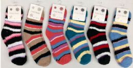 180 Pairs Women Stripe Color Fuzzy Socks Size 9-11 - Womens Fuzzy Socks