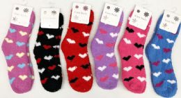 180 Wholesale Women Fashion Print Pattern Fuzzy Socks Size 9-11