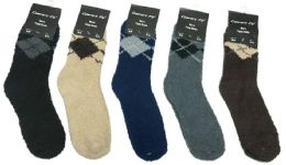 180 Wholesale Mens Argyle Color Fuzzy Socks