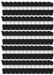 72 Pairs Yacht & Smith King Size Men's Crew Socks Cotton Terry Cushioned Solid Black Size 13-16 - Big And Tall Mens Crew Socks