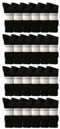 24 of Yacht & Smith King Size Men's Crew Socks Cotton Terry Cushioned Solid Black Size 13-16