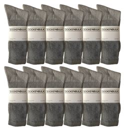 Yacht & Smith King Size Men's Cotton Terry Cushion Crew Socks Size 13-16 Gray