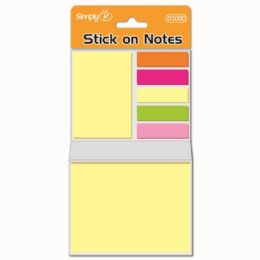 96 Pieces Neon Stick On Booklet - Sticky Note & Notepads