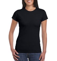 24 Wholesale Women's Gildan Black T-Shirt, Size Small