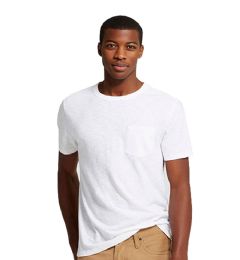 24 Wholesale Men's Irregular White Pocket T-Shirt, Size Large
