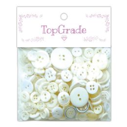 96 Wholesale Buttons Assorted Sizes And White