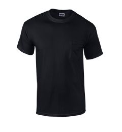24 Pieces Men's Gildan Irregular Black Pocket T-Shirt, Size 2xlarge - Mens T-Shirts