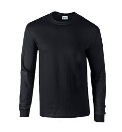72 Wholesale Men's Gildan Irregular Black Long Sleeve T-Shirts, Size Xlarge