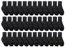 36 Pairs Yacht & Smith Kids Value Pack Of Cotton Crew Socks Size 2-4 Black - Boys Crew Sock