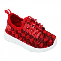 9 Units of Kids Diamond Knit Jogger In Red - Boys Sneakers