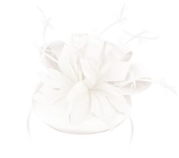 12 Pieces Sinamay Fascinator With Ribbon Flower And Feather Trim In White - Church Hats