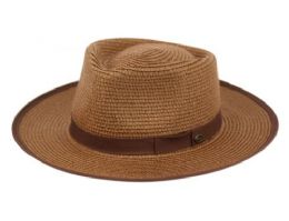 12 Pieces Braid Paper Straw Fedora Hats With Fabric Band - Fedoras, Driver Caps & Visor