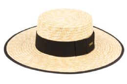 12 of Braid Natural Straw Boater Hats With Fabric Edge