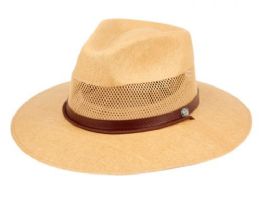 12 of Woven Paper Straw Panama Hats With Leather Band