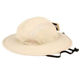 12 Wholesale Outdoor Safari Hats With Partial Mesh Crown In Khaki