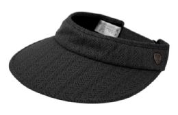 12 Wholesale Cotton Solid Color Visor With Back Bow In Black