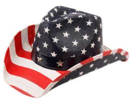 12 Pieces American Flag Cowboy Hats - Cowboy & Boonie Hat