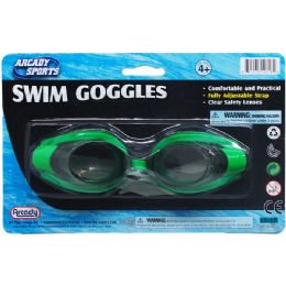 48 Pieces 6" Swimming Goggles On Blister Card, 3 Assrt Clrs - Summer Toys