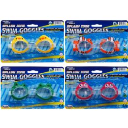 96 Wholesale 5.5" Swimming Goggles On Blister Card, 4 Assrt Dsgns