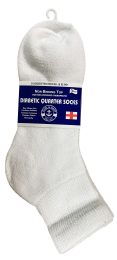 24 Bulk Yacht & Smith Men's King Size Loose Fit NoN-Binding Cotton Diabetic Ankle Socks White Size 13-16 Bulk Pack