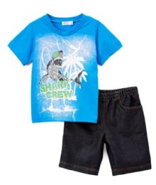 6 Wholesale Boys Graphic Tshirt And Denim Short SeT- Size 4/5 - 7/8