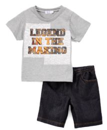6 Wholesale Boys Graphic Tshirt And Denim Short SeT- Size 2 - 4t
