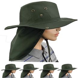 24 Wholesale Quick Dry Camping Neck Flap Green Boonie Hat