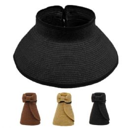 24 Pieces Woman Bowtie Foldable Sun Visor Hat - Sun Hats