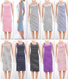 72 Pieces Women's Striped Sleeveless Maxi Dress - Womens Sundresses & Fashion