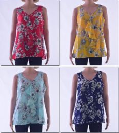 72 Pieces Women's Floral Ruffle Sleeveless Top - Womens Fashion Tops