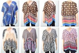 72 Pieces Women's Assorted Printed Shawls - Womens Fashion Tops