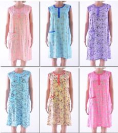 72 Wholesale Women's Floral Print Sleeveless Nightgown