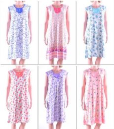 72 Wholesale Women's Floral Printed Sleeveless Night Gown