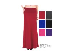72 Wholesale Womens Long Maxi Skirt Assorted Solid Colors