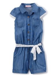 6 Pieces Girls' Denim Romper In Size 2T-4t - Girls Dresses and Romper Sets
