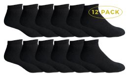 12 Units of Yacht & Smith Men's No Show Ankle Socks, Cotton. Size 10-13 Black - Mens Ankle Sock