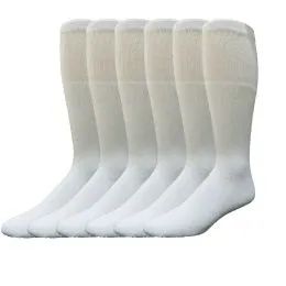 6 Wholesale Yacht & Smith Men's 28 Inch Cotton Tube Sock Solid White Size 10-13